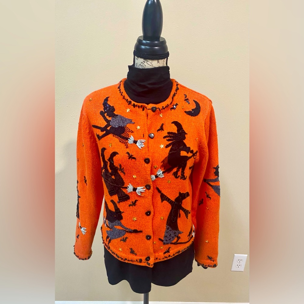 Orange Susan Bristol Halloween Witch Sweater